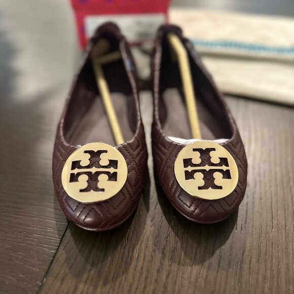 BRAND NEW - Tory Burch Quilted Minnie Nappa Leather Ballet Flats – size 7.5 - Picture 1 of 8
